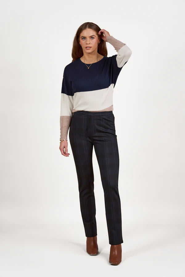 Vassalli Slim Leg Print Ponti Pull On Pant - Neptune