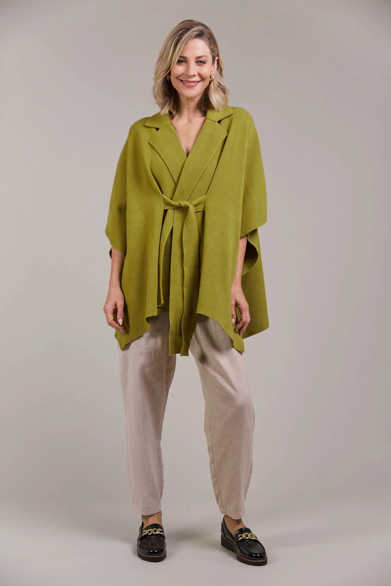 Eb and Ive Palmer Knit Cape Chartreuse
