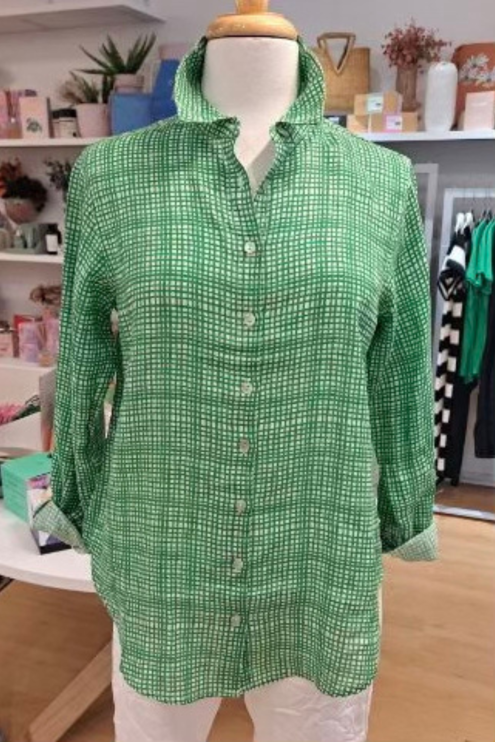 Green Fields Check Linen Shirt