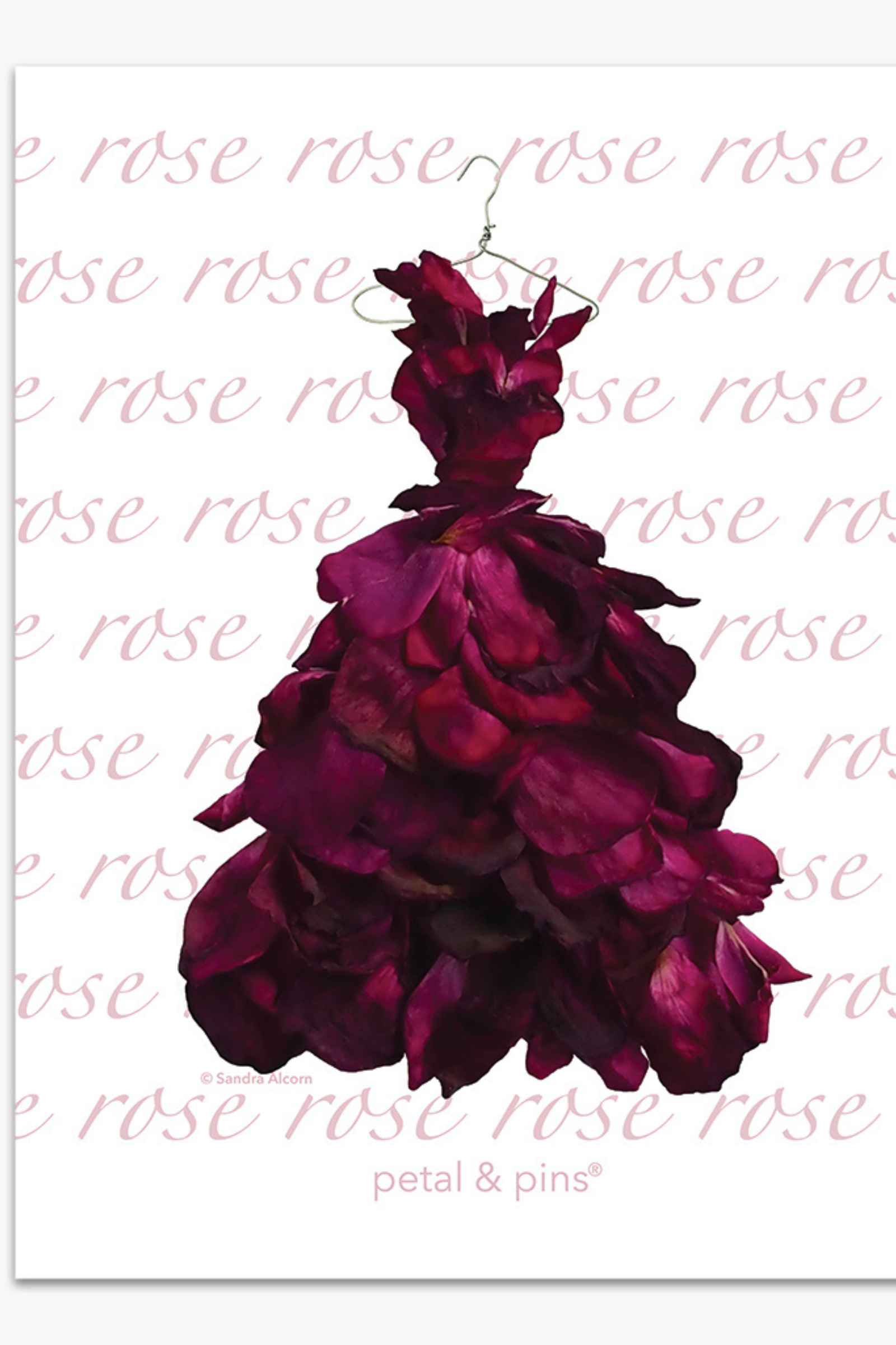 Petal & Pins Red Wine Rose Gown Tea Towel