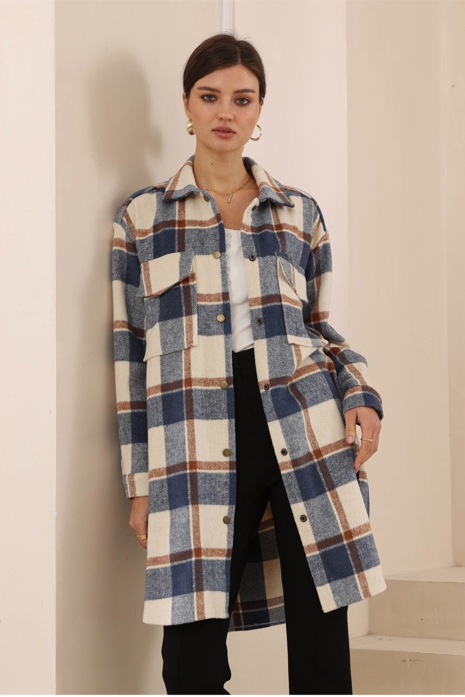 Long Check Shacket