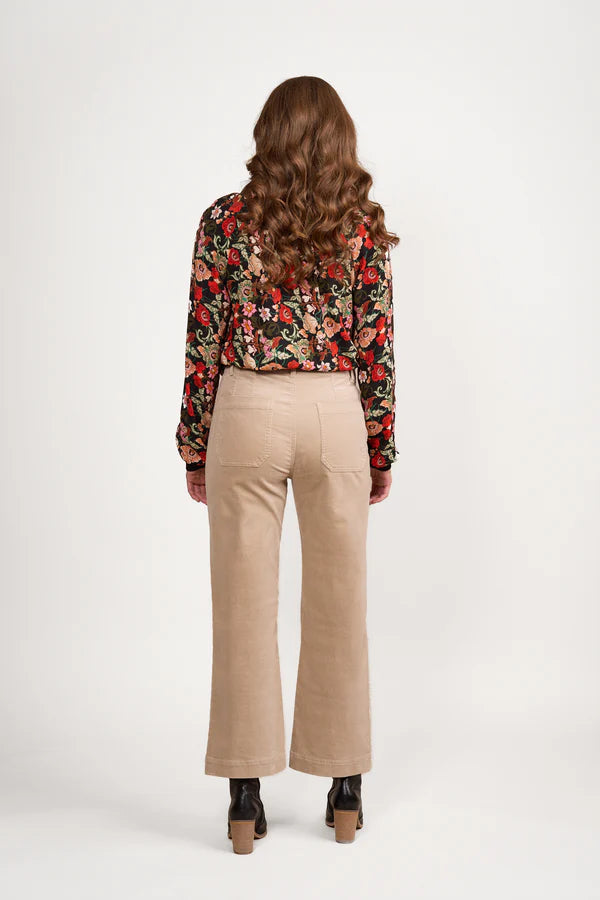 Vassalli Wide Leg Ankle Grazer Cord Pant - Oat