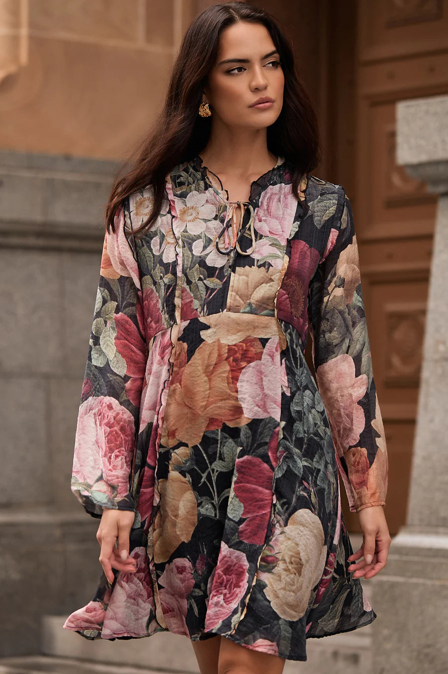 Adorne Roslyn Floral Frill Dress