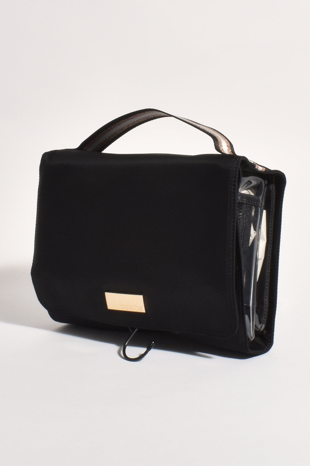 Adorne Morgan Roll Up Cosmetic Bag - Black or Fushia Orange
