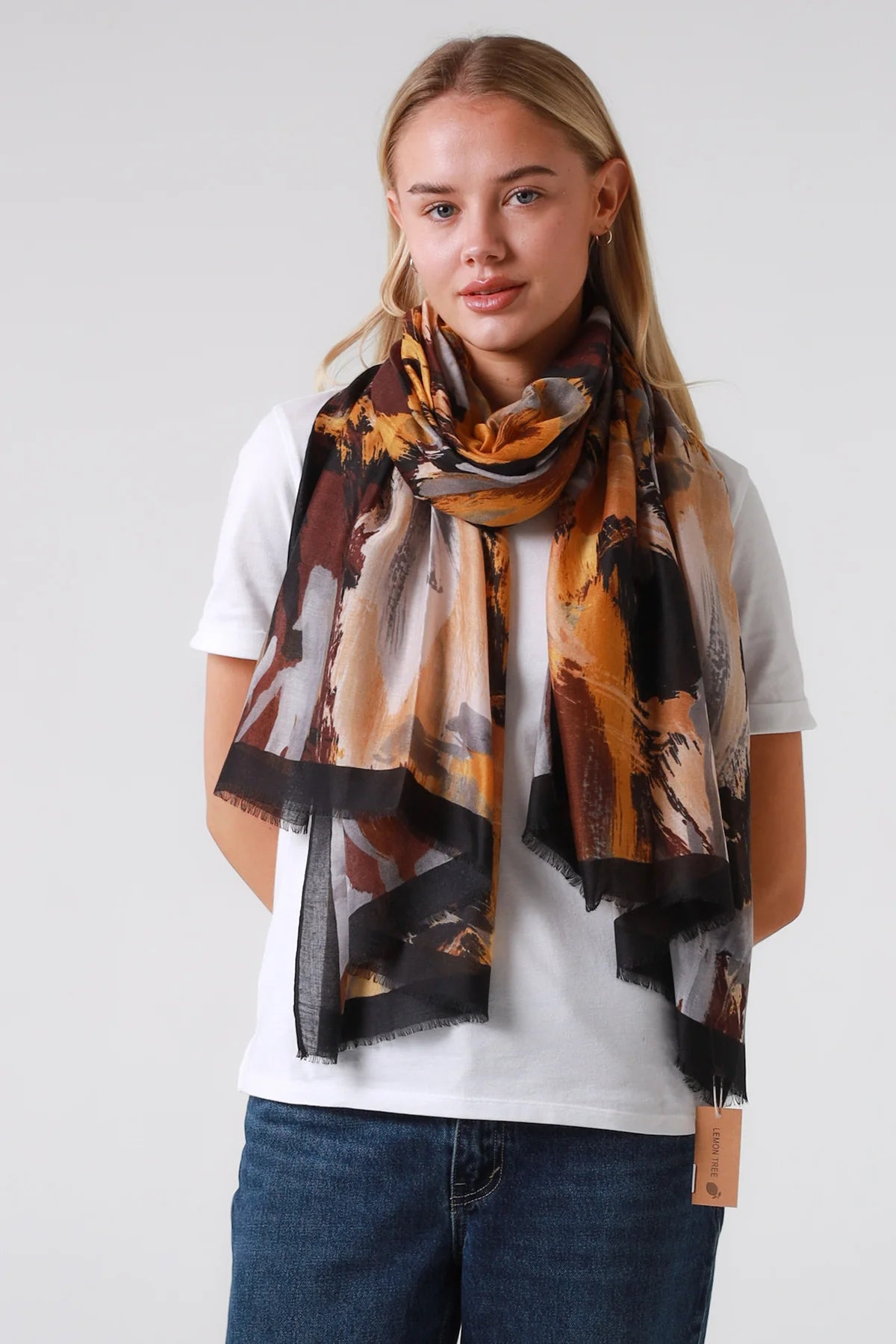 Lemon Tree Autumn Abstract Scarf