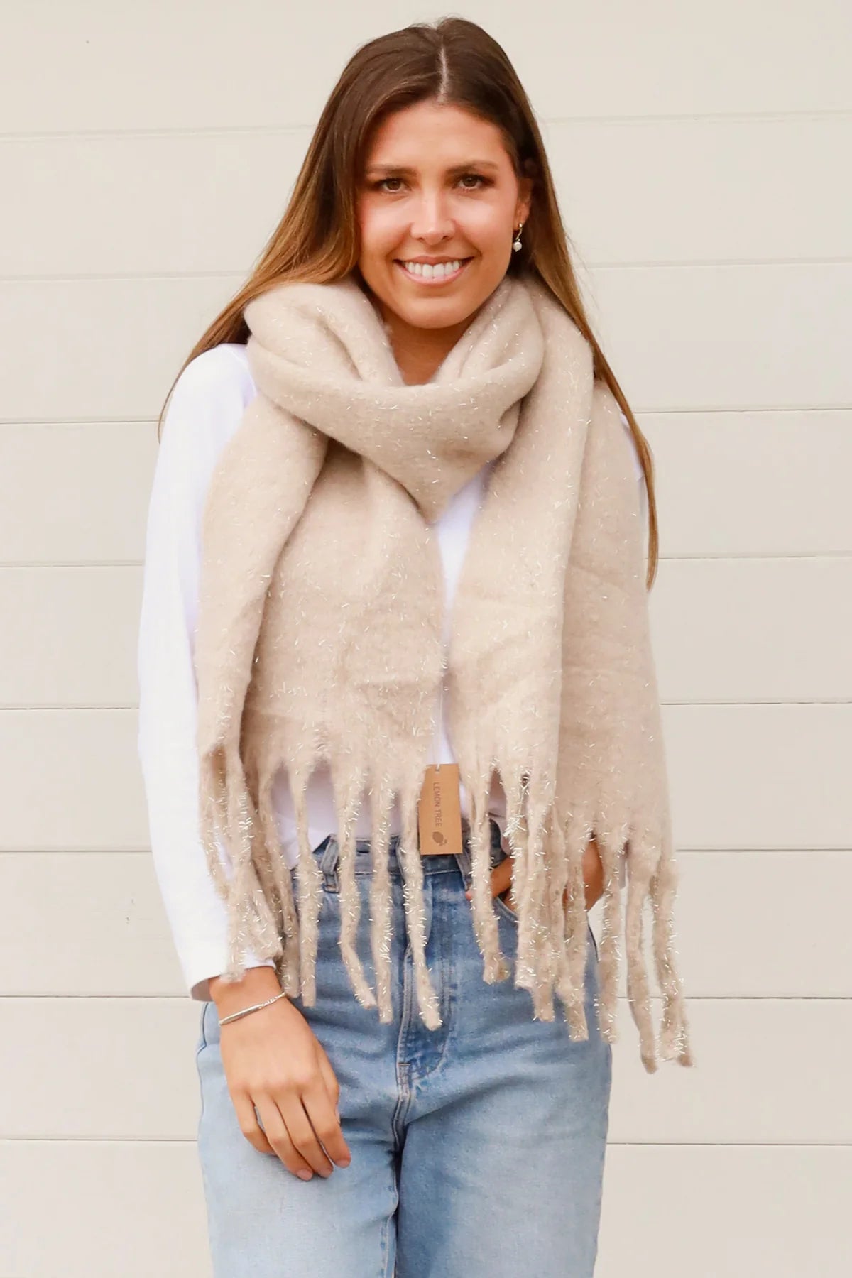 Lemon Tree Clotted Cream Fluffy Scarf