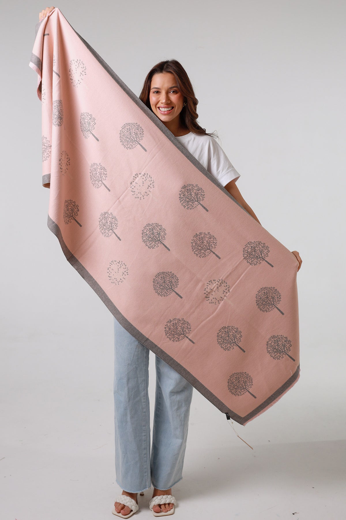 Lemon Tree Pink Grey Scarf