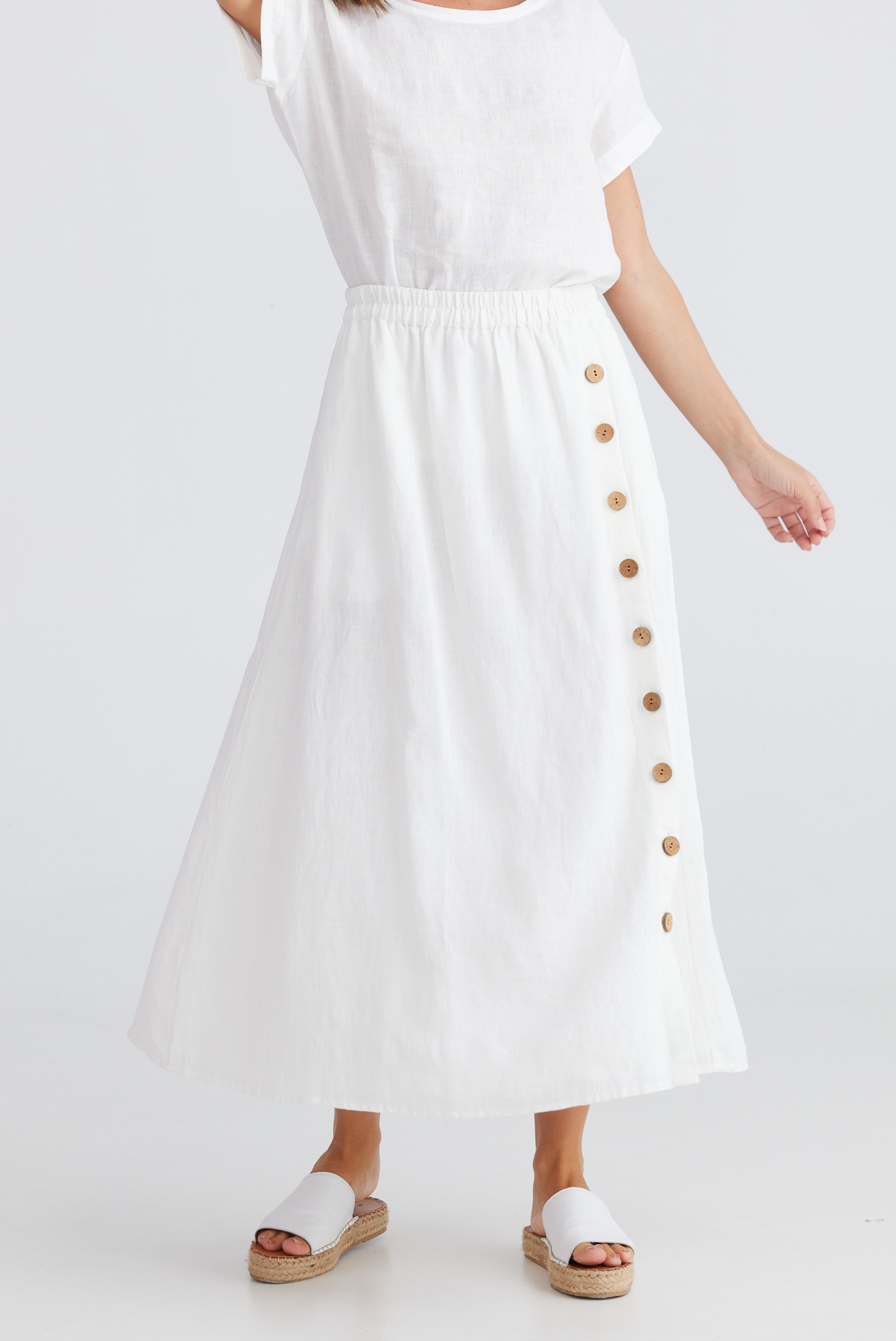 Cliffside Skirt White Linen