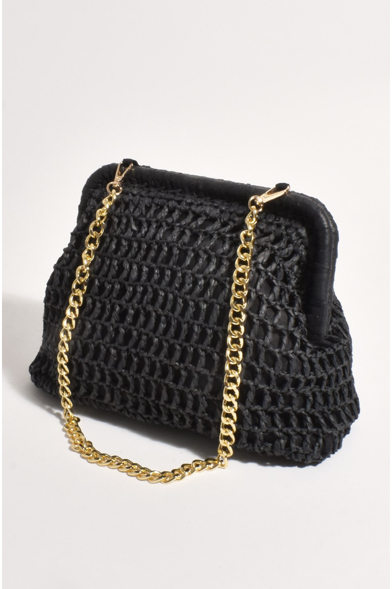 Adorne Lucie Open Weave Purse Shoulder Bag Black