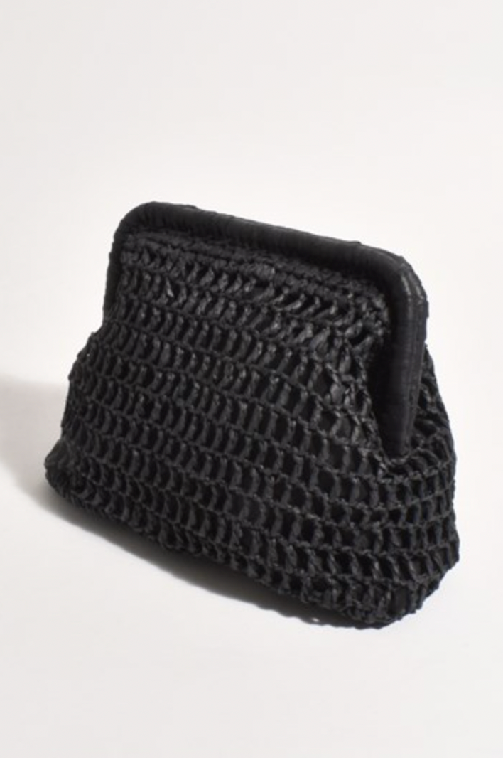 Adorne Lucie Open Weave Purse Shoulder Bag Black
