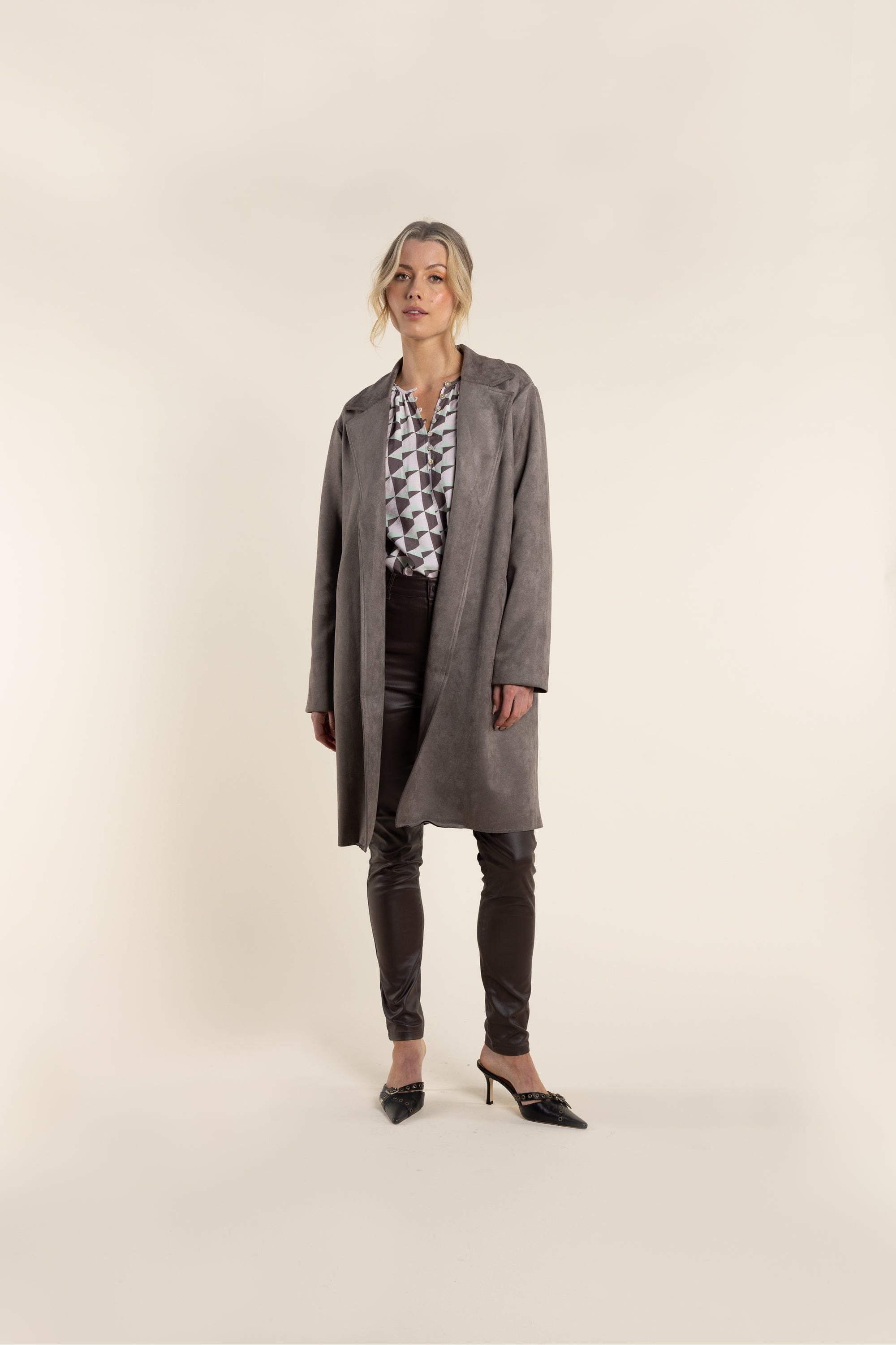 Two T's Faux Suede Coat Clove