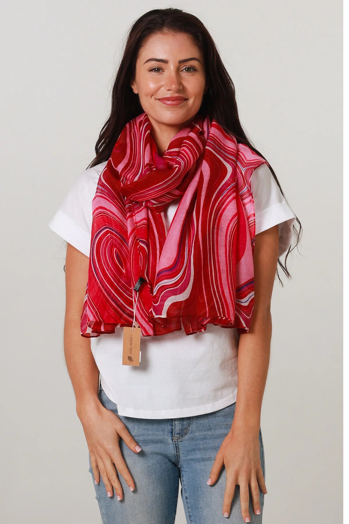 Lemon Tree Red Pink Swirl Scarf