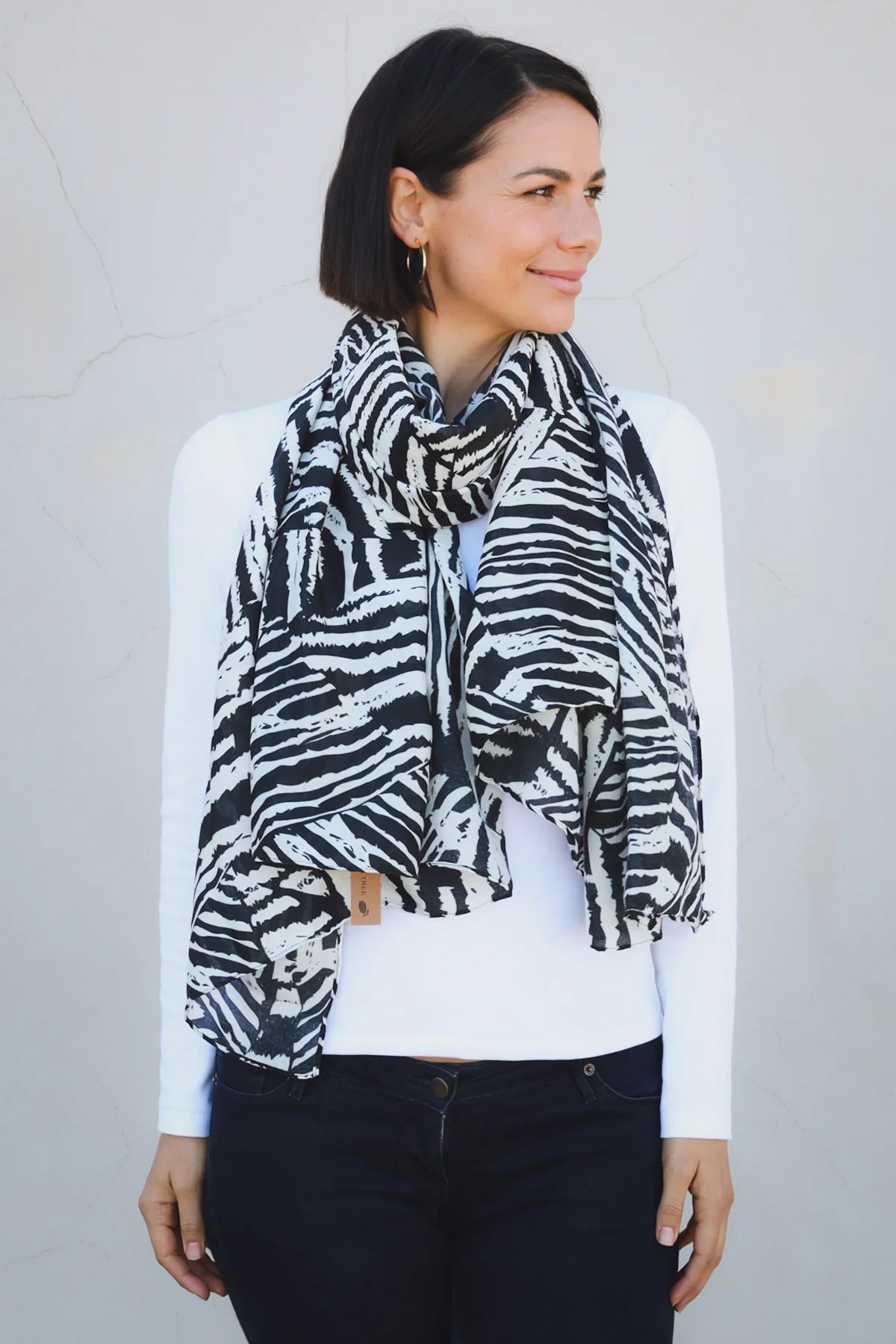 Lemon Tree Zebra Black White Scarf
