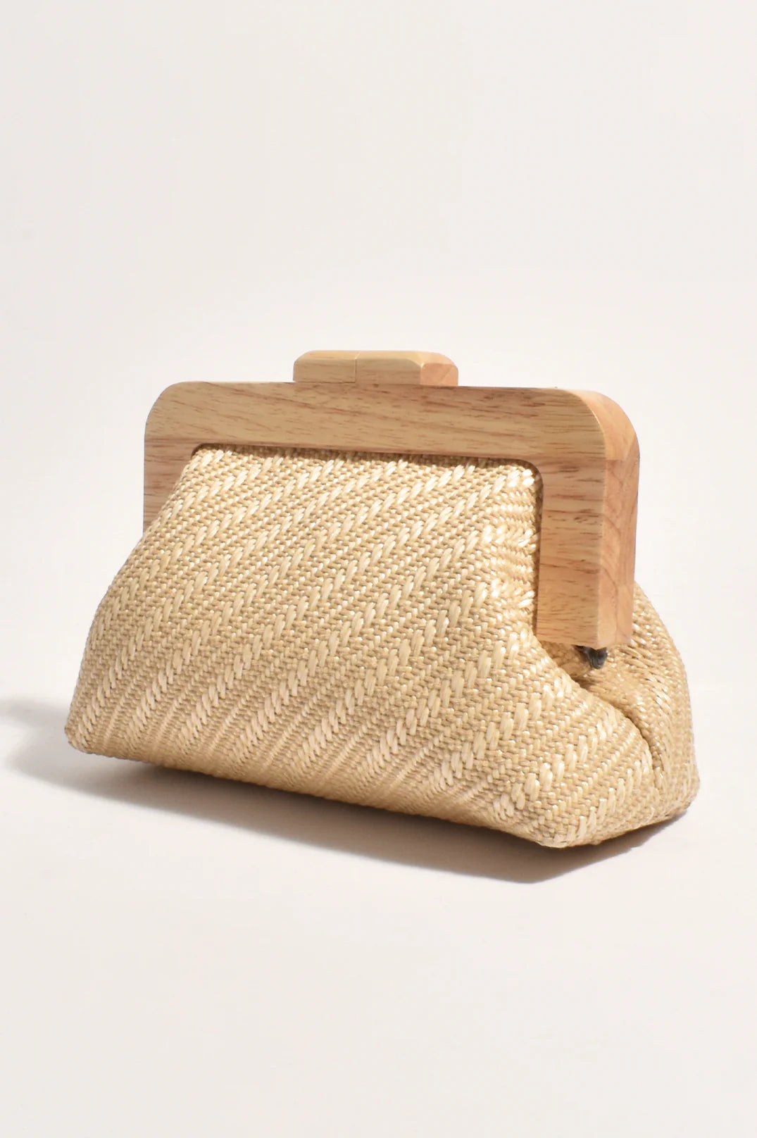 Adorne Tessa Diagonal Weave Timber Clutch